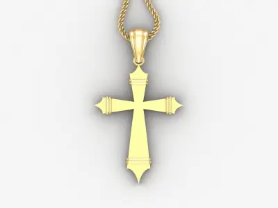 Light Gold 18K Cross Pendant 2CP078 3D print model