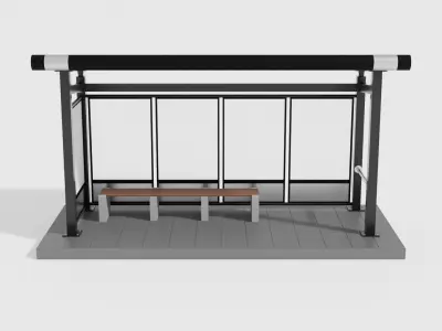 Bus Shelter Low-poly 3D model
