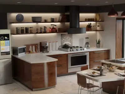 Realistic 3d Model of Luxury Kitchen Low-poly 3D model