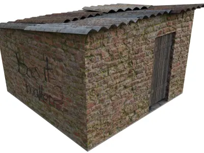 Low Poly Garden Storage Shed  Low-poly 3D model