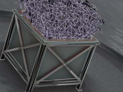 City Flower Pot with Red Flowers - Object 1 Low-poly 3D model