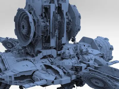 Sci-Fi Droid Prowler Ship Base 14 3D model