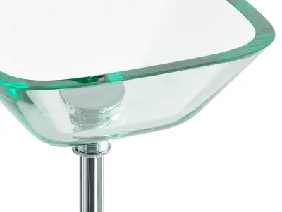 Square Glass Bathroom Vessel Sink with Drain Mini Bath Bowl 3D model