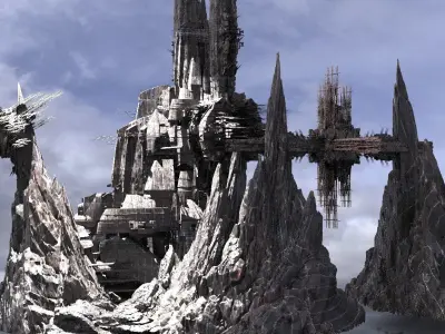 Ancient Ship Cliff Ruins 3 Kit bash 3D model
