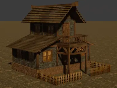 Medieval house ten 16 Low-poly 3D model