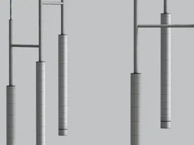 Candle Triplex Gold Ceiling Pendant 3D model