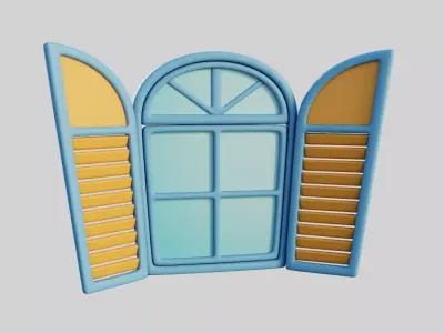 Cartoon Window 21b Low-poly 3D model