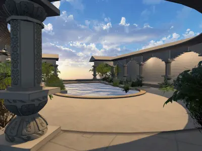 Ancient Indian Swimming Pool Free low-poly 3D model