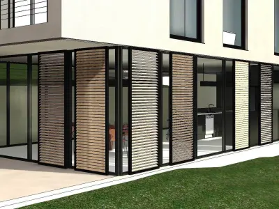 Vertical Sun Screen Louvre Panels 3D model