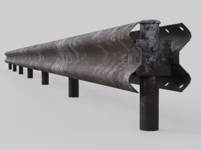 Road Safety Barrier 2B Low-poly 3D model