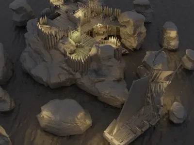 Small Pirate Cove  Tabletop Terrain 28 mm 3D print model