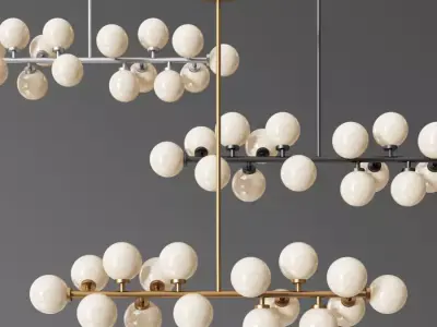 Vintage Hanging Pendant Light White Glass Ball 3D model