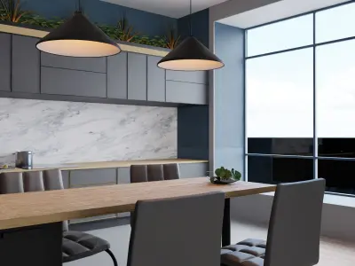 The Kitchen modern with walls 3D model