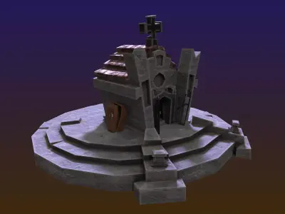 Halloween Spooky cartoon style Graveyard Low poly assets Low-poly 3D model