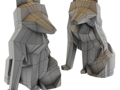 FOX ORIGAMI White Fox Stauette H26 Low-poly 3D model