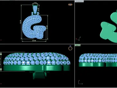 Bubble G Initial Pendant 3D print model