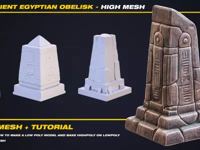 15 Ancient Egyptian Obelisk High Mesh - Tutorial Vol 1 Low-poly 3D model