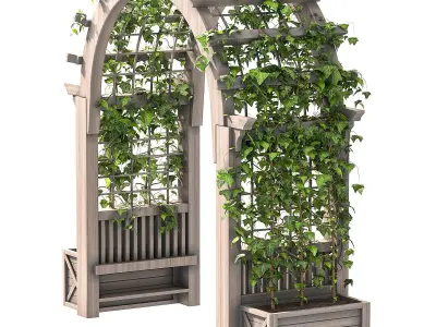 Wooden Garden Arbor 05 3D model