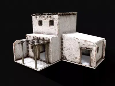 Village White Clay House 6 Low-poly 3D model