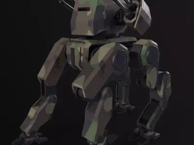Military 4 leg Mech Low-poly 3D model