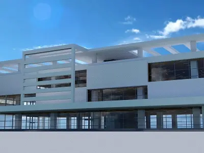 Building 7 office with sky 3D model