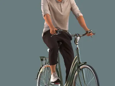 Set of 3D men on a bike 3D model