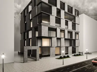 Modern Concrete Office Building Exterior for Urban Architecture 3D model