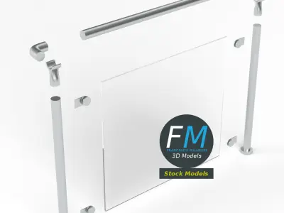 Glass handrail module 1 3D model