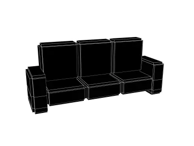 Voxel Sofa v2 009 Low-poly 3D model