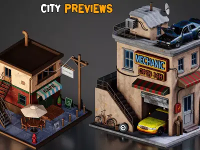 Stylized City   Modular Environment Pack   Vol 02  Low-poly 3D model