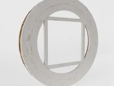 Round Wooden Window Low-poly 3D model