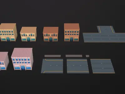 FREE Cartoon pack - Buildings  Free low-poly 3D model