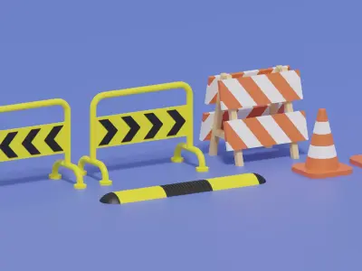 Cartoon Street Elements 3D model