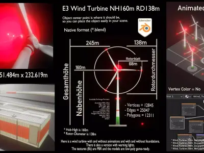 E3 Wind Turbine NH160m RD138m Low-poly 3D model