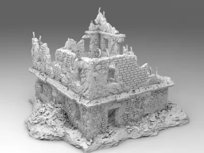Ruins of a destroyed building 3D print model