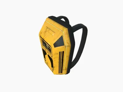 SciFi Backpack E02 Yellow - Fashion Character Design Low-poly 3D model