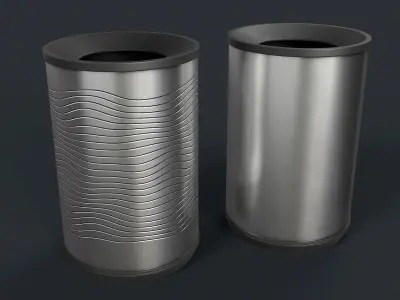 Street Trash Can 25 PBR Game Ready Low-poly 3D model