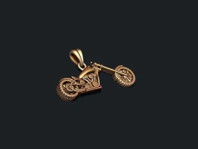 Motorcycle chopper pendant basrelief 3D print model
