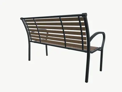 Park Bench Low-poly 3D model 4