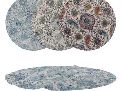 Round Rug Set 142 3D model