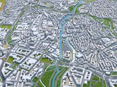 Nuremberg Downtown Germany  Low-poly 3D model