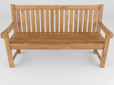 Wooden garden bench 3D model purchase