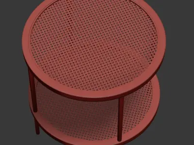 Double wooden rattan coffee table  3D model