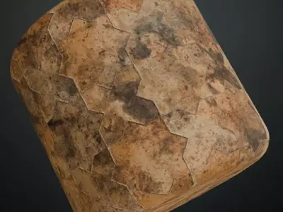  Ancient Sandstone Islamic Star Pattern Tiles PBR Seamless Texture