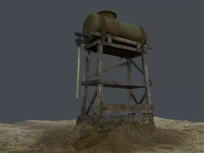 Old Water Tank Tower Low-poly 3D model