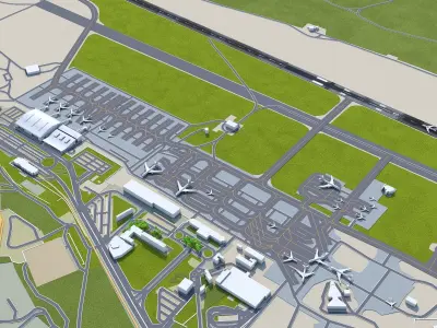 Tbilisi Airport 10km Low-poly 3D model