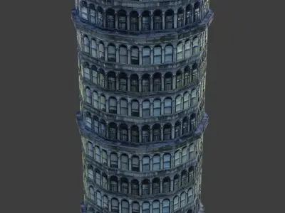 Building tall Low-poly 3D model