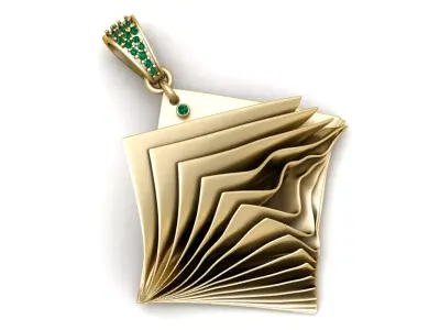 Emerald Folded Geometry Pendant 3D print model