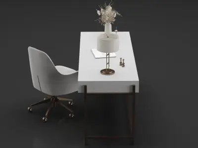 Office Furniture Gold Table 3D model