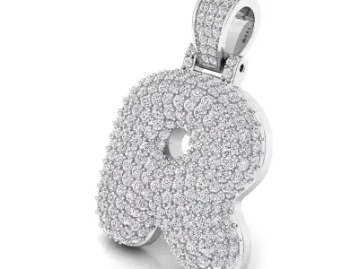 Bubble R Initial Pendant 3D print model